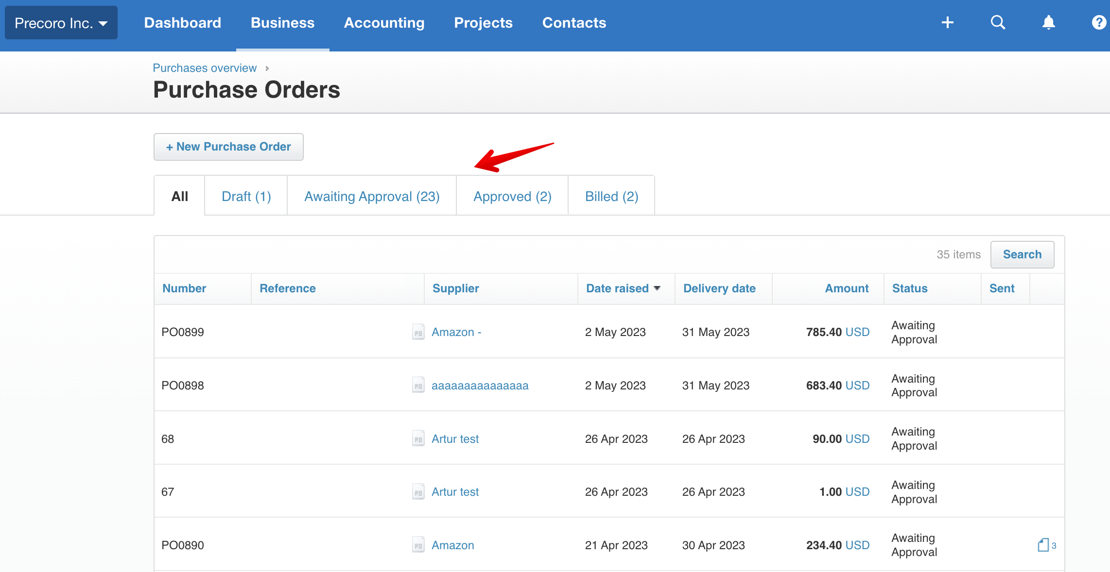 Exporting Approved Purchase Orders to Xero